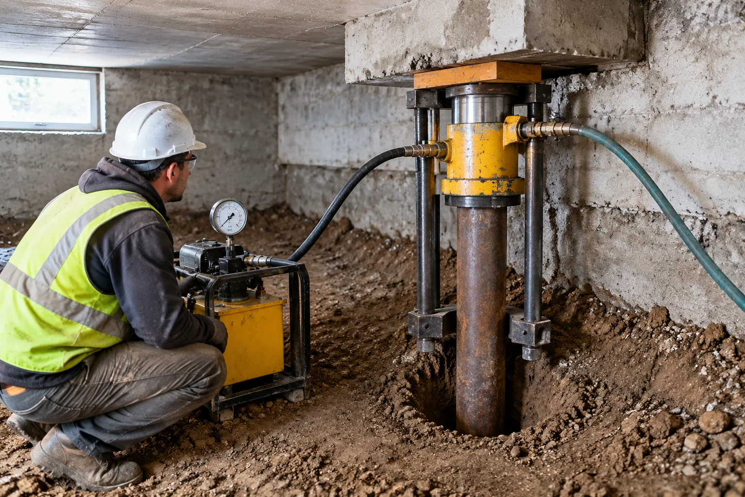 Static-pressure anchor pile underpinning installation